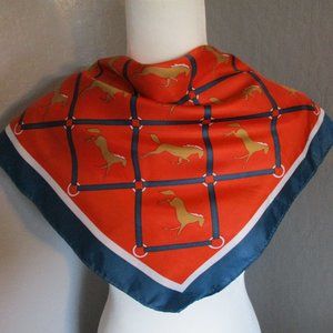 Navy & red 1960's horse scarf
